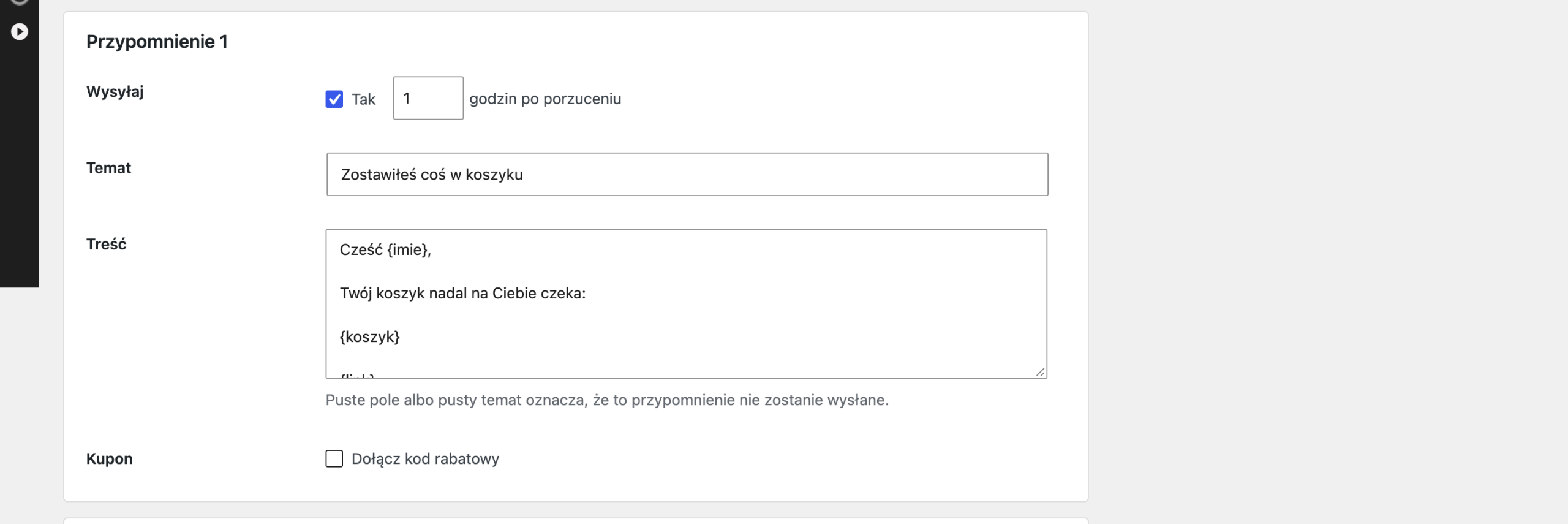Porzucone koszyki - Seria przypomnień