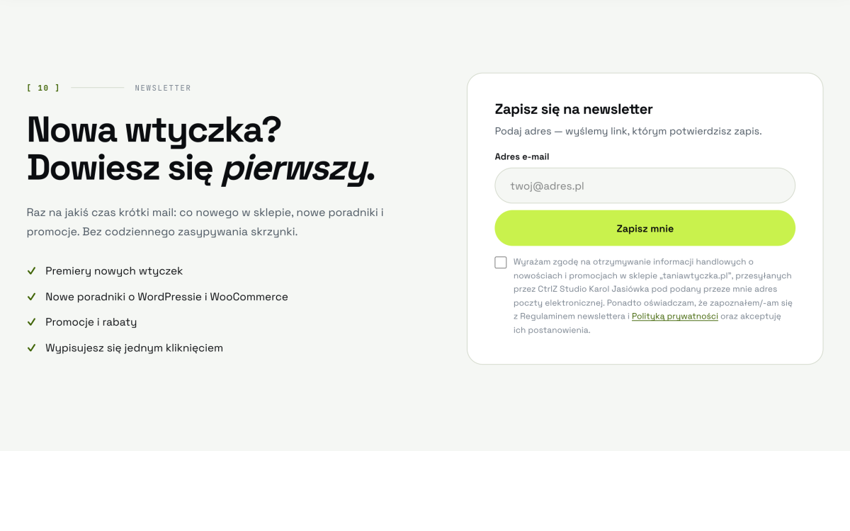 Formularz w wyglądzie motywu strony