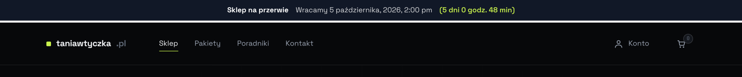 Tryb wakacyjny - pasek z datą powrotu i odliczaniem