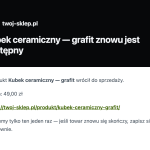 Mail o powrocie produktu do sprzedaży w szacie sklepu