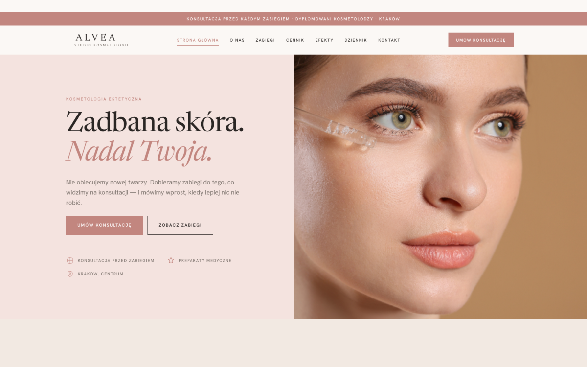 Motyw dla salonu beauty - pierwszy ekran