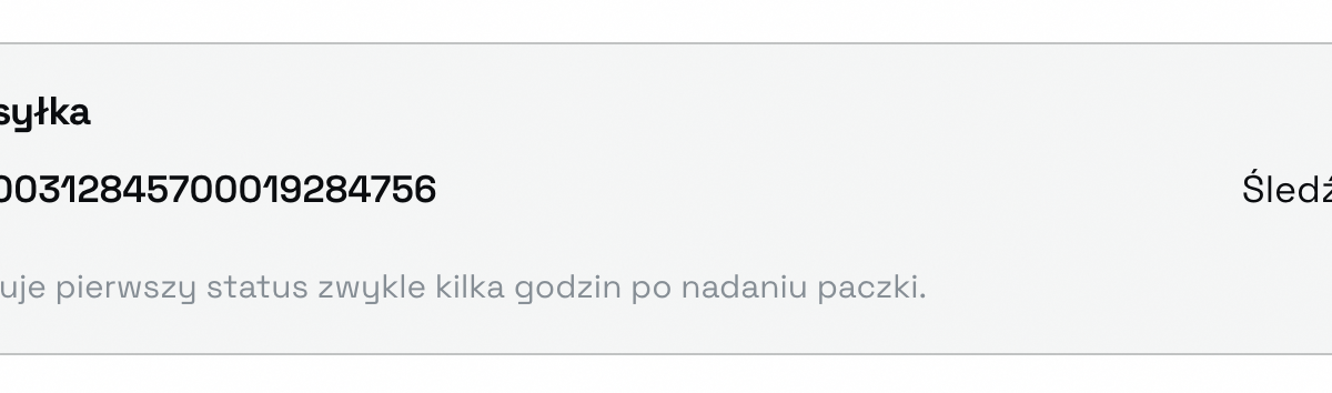 Numer przesyłki i odnośnik do śledzenia w koncie klienta