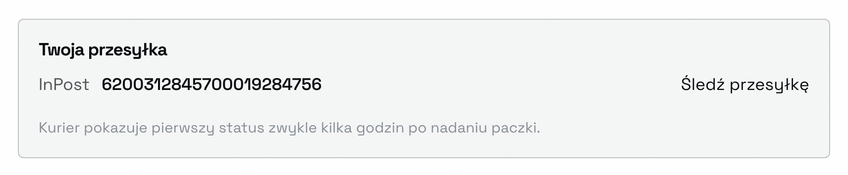 Numer przesyłki i odnośnik do śledzenia w koncie klienta