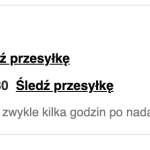 Blok z numerem przesyłki w mailu o zrealizowanym zamówieniu