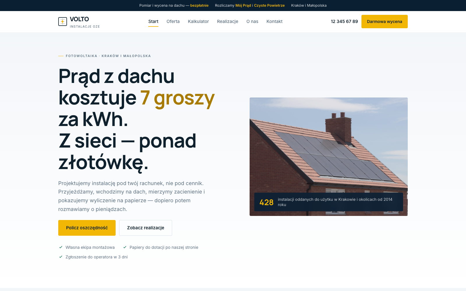Motyw dla firmy fotowoltaicznej - pierwszy ekran