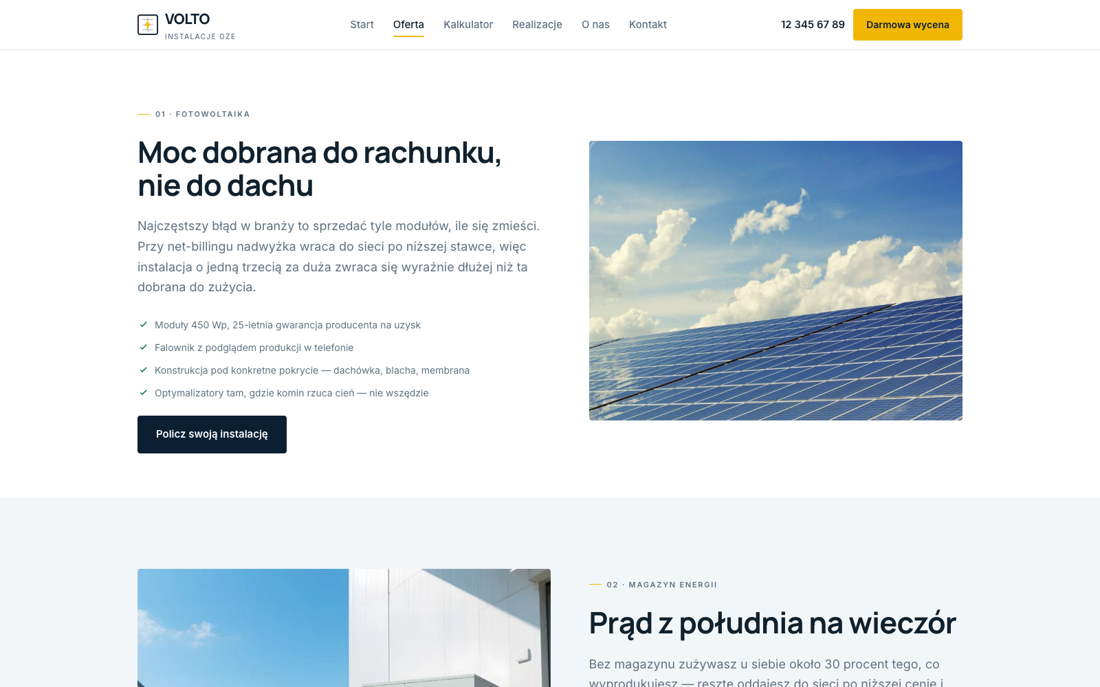 Oferta - usługa z parametrami