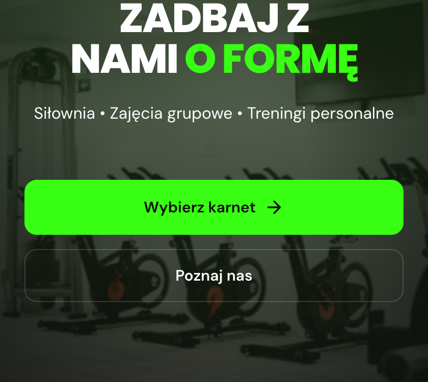 Motyw dla siłowni na telefonie - pierwszy ekran i liczby w dwóch kolumnach